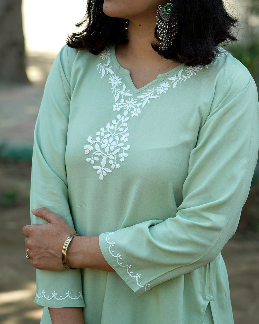Adah Chikankari Rayon Kurta Pant Set