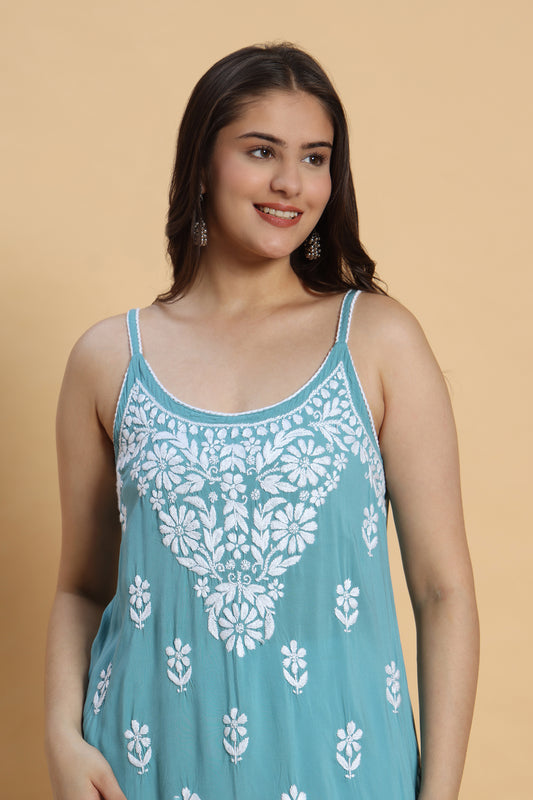 Haya Chikankari Modal Short Kurti