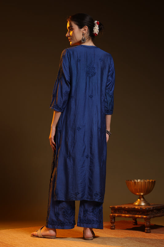 Noorza Chikankari Chanderi Kurta Pant set