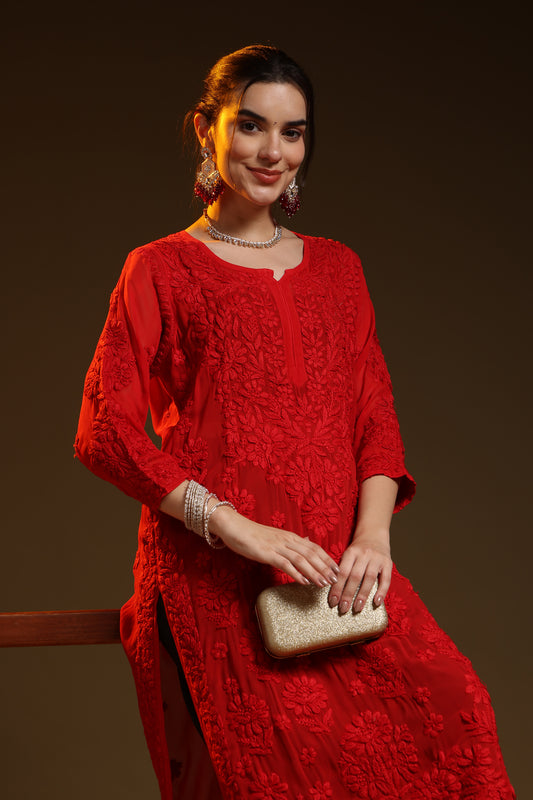 Leher Chikankari Viscose Kurta