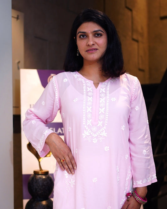 Gulnar Chikankari Modal Kurta Pant Set