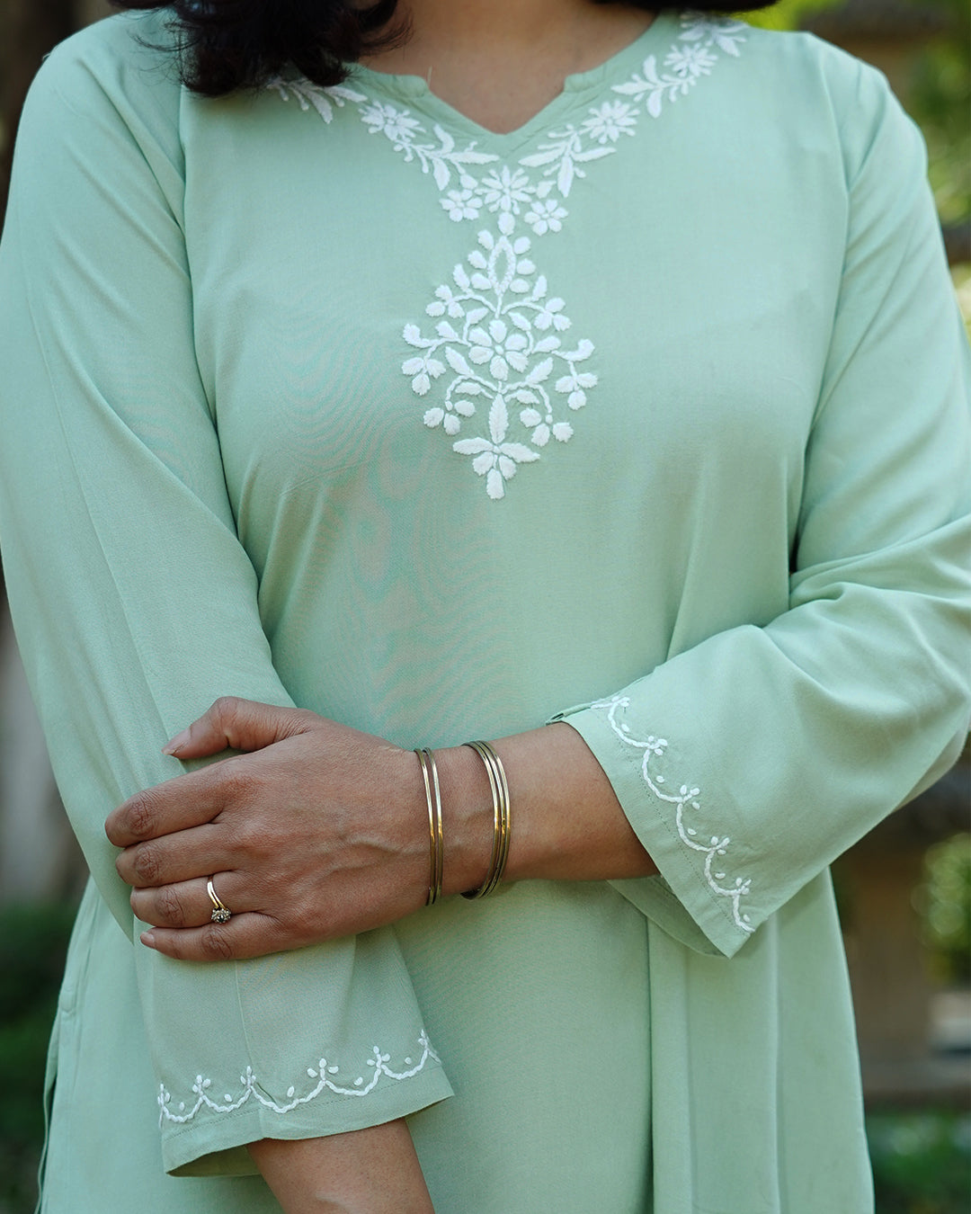 Adah Chikankari Rayon Kurta Pant Set