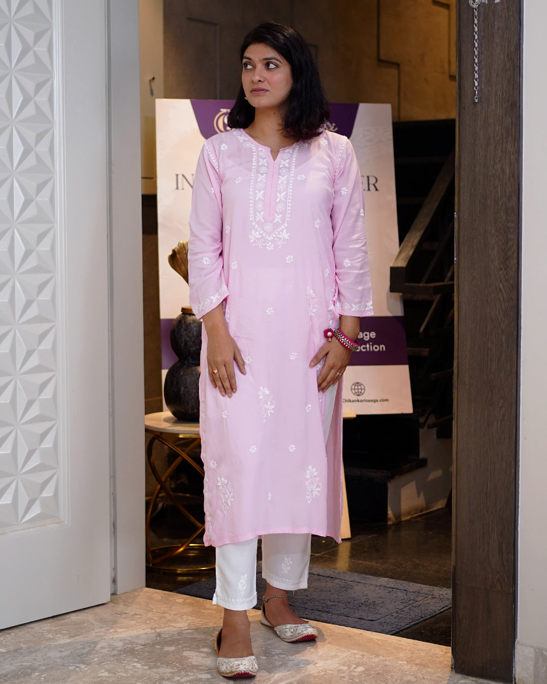 Gulnar Chikankari Modal Kurta Pant Set