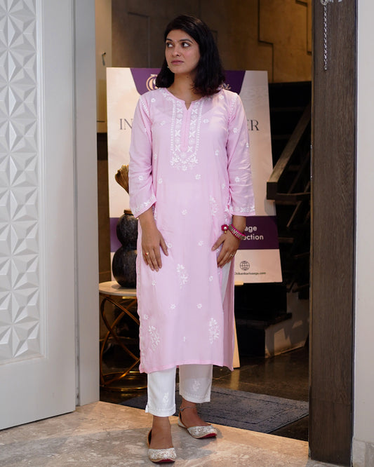 Gulab Chikankari Modal Kurta