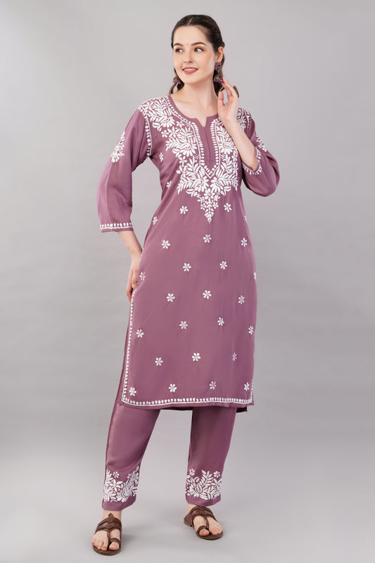 Khwab Chikankari Muslin Kurta Pant Set