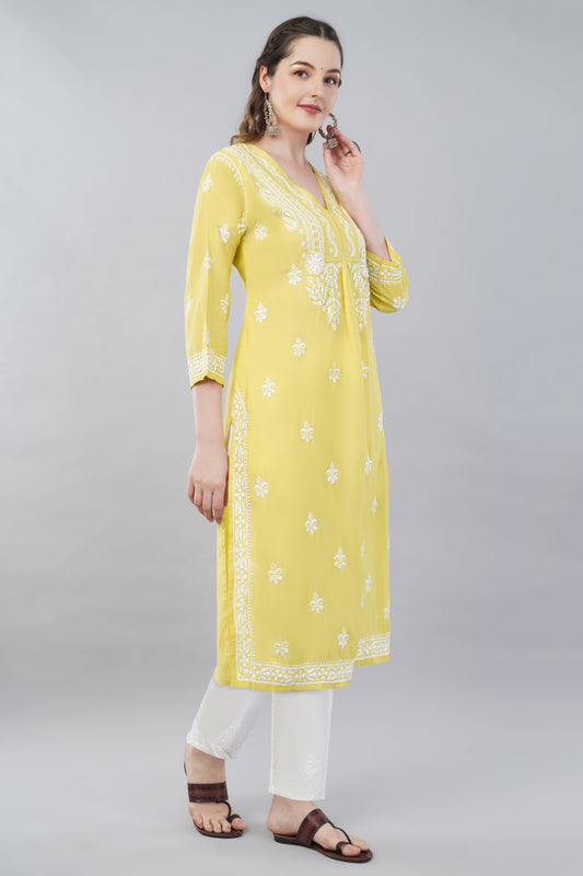 Safaa Chikankari Muslin Kurta Pant Set