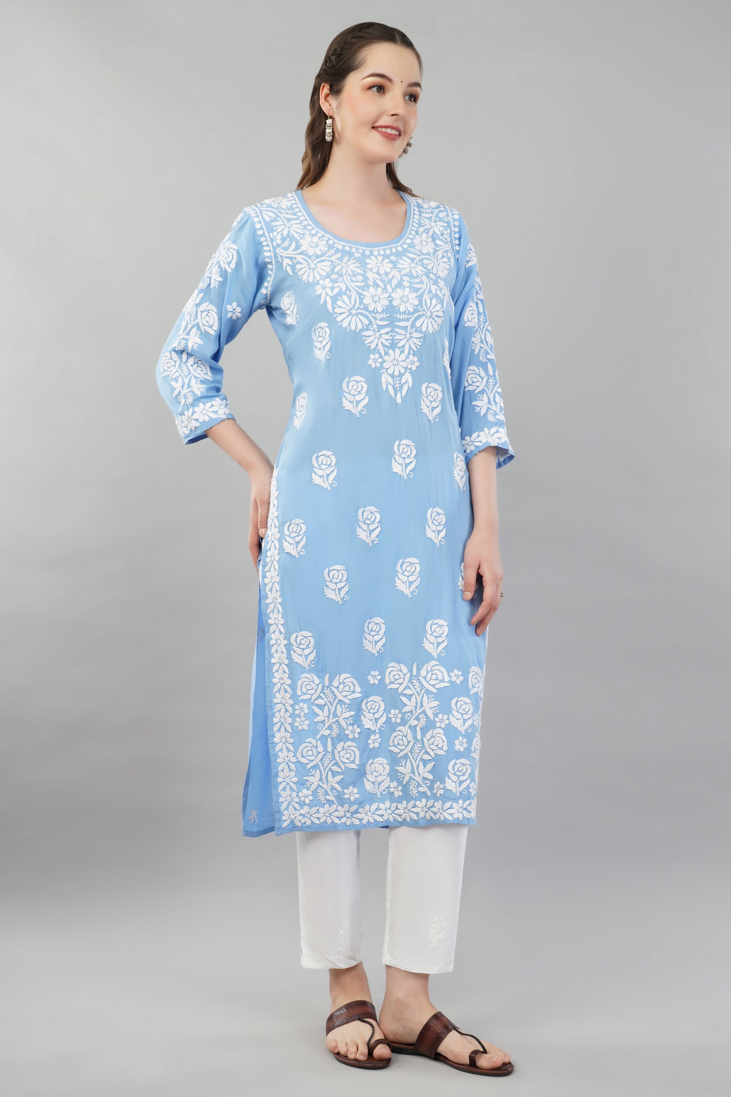 Malika Chikankari Muslin Kurta Pant Set