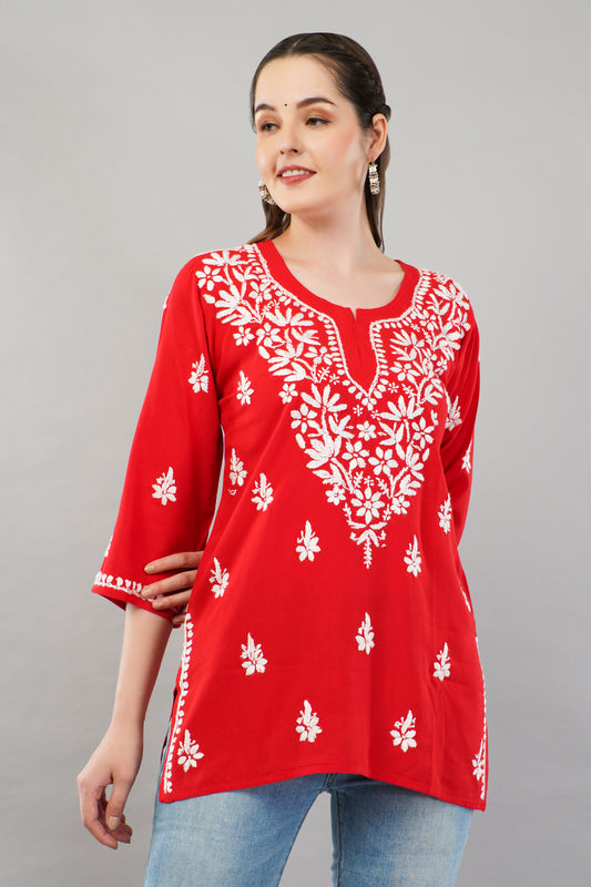 Ibadat Chikankari Rayon Short Kurti