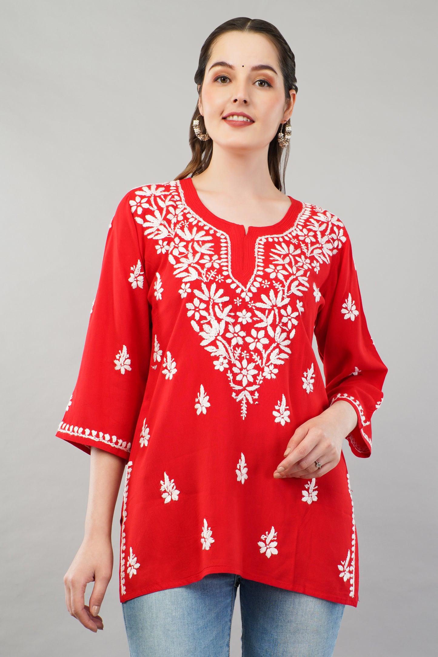 Ibadat Chikankari Rayon Short Kurti