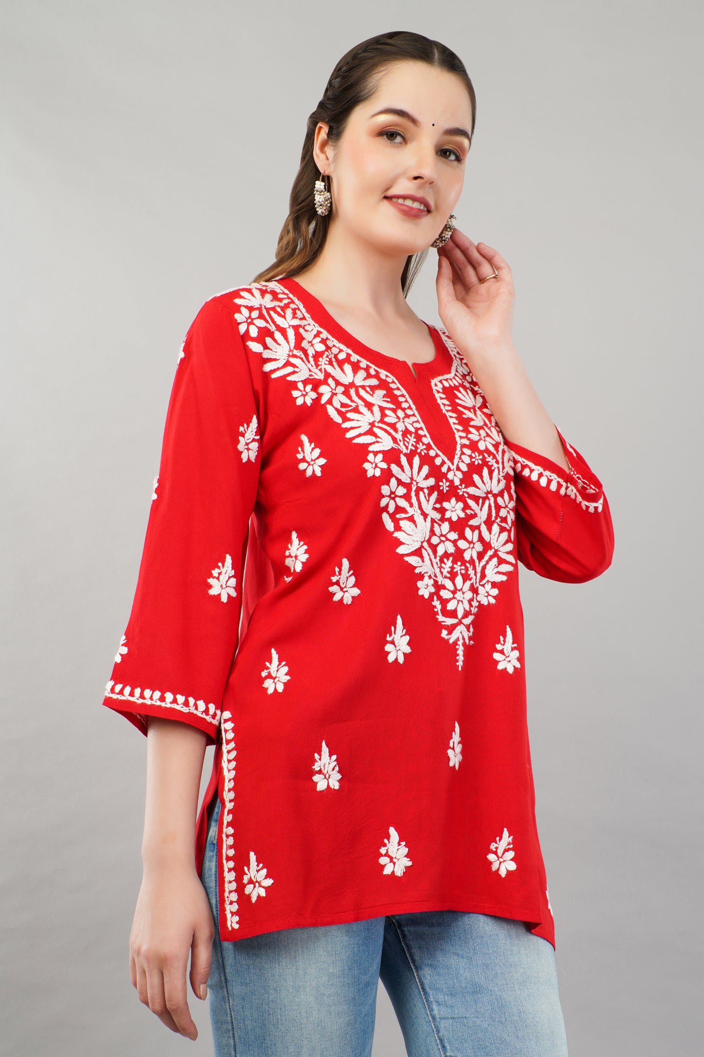Ibadat Chikankari Rayon Short Kurti