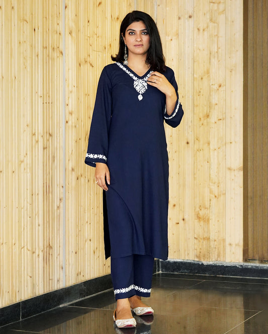 Zoya Chikankari Rayon Kurta Pant Set