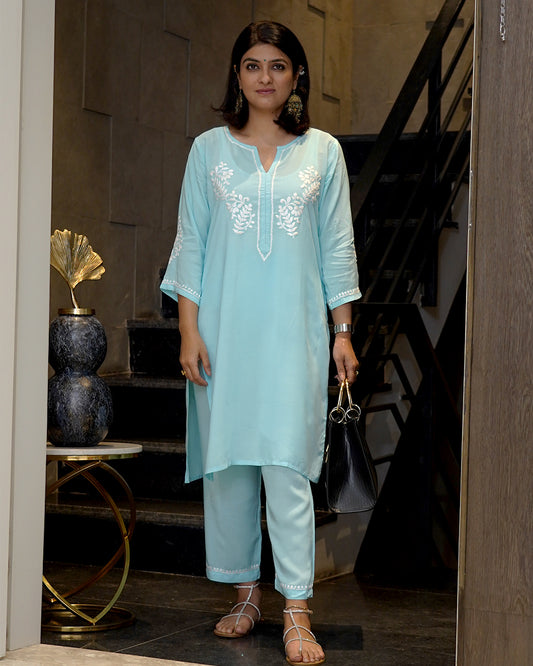 Ziya Chikankari Modal Kurta Pant Set