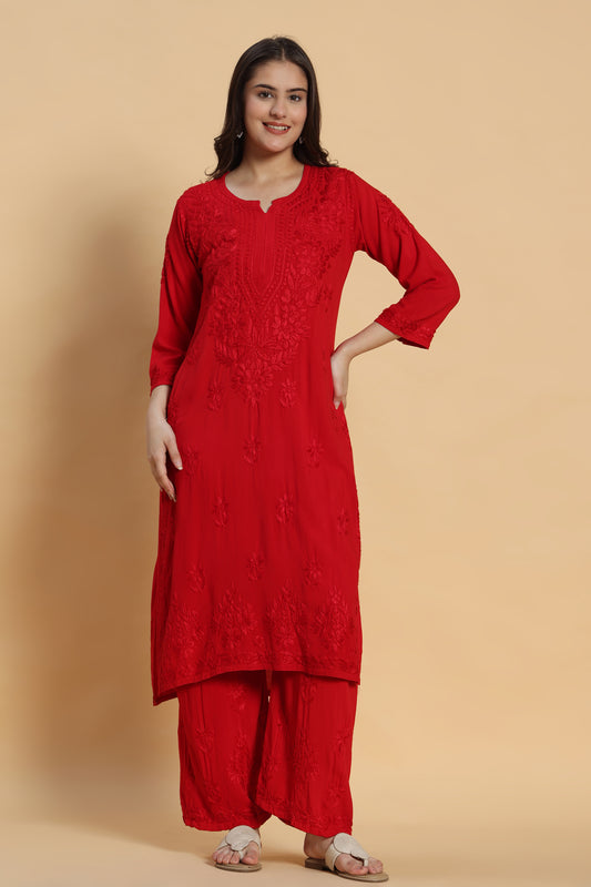 Ishq Chikankari Rayon Kurta Pant Set