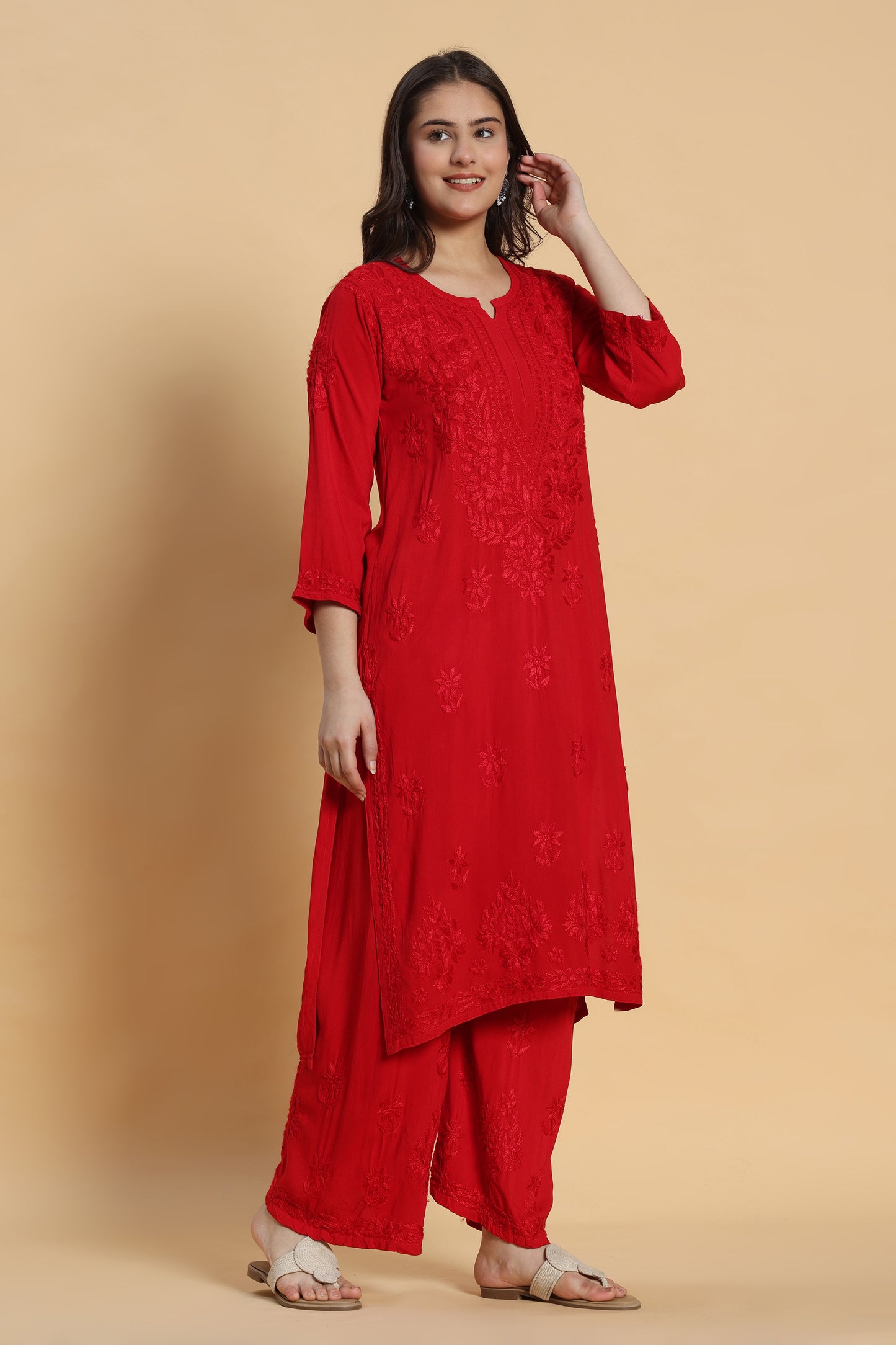 Ishq Chikankari Rayon Kurta Pant Set