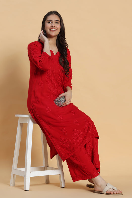 Ishq Chikankari Rayon Kurta Pant Set