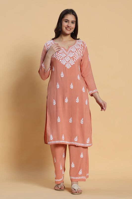 Khayaal Chikankari Rayon Kurta Pant set