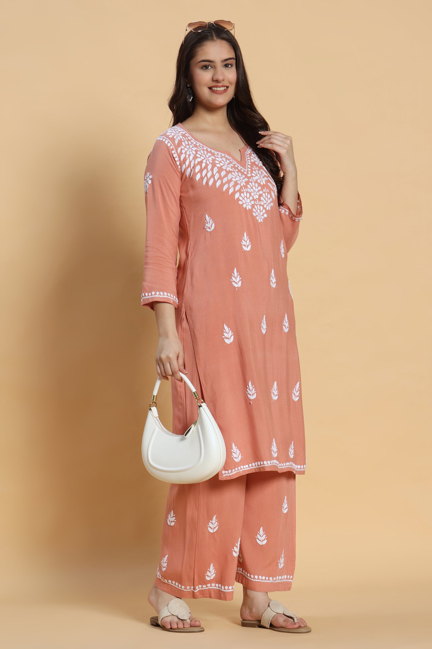 Khayaal Chikankari Rayon Kurta Pant set