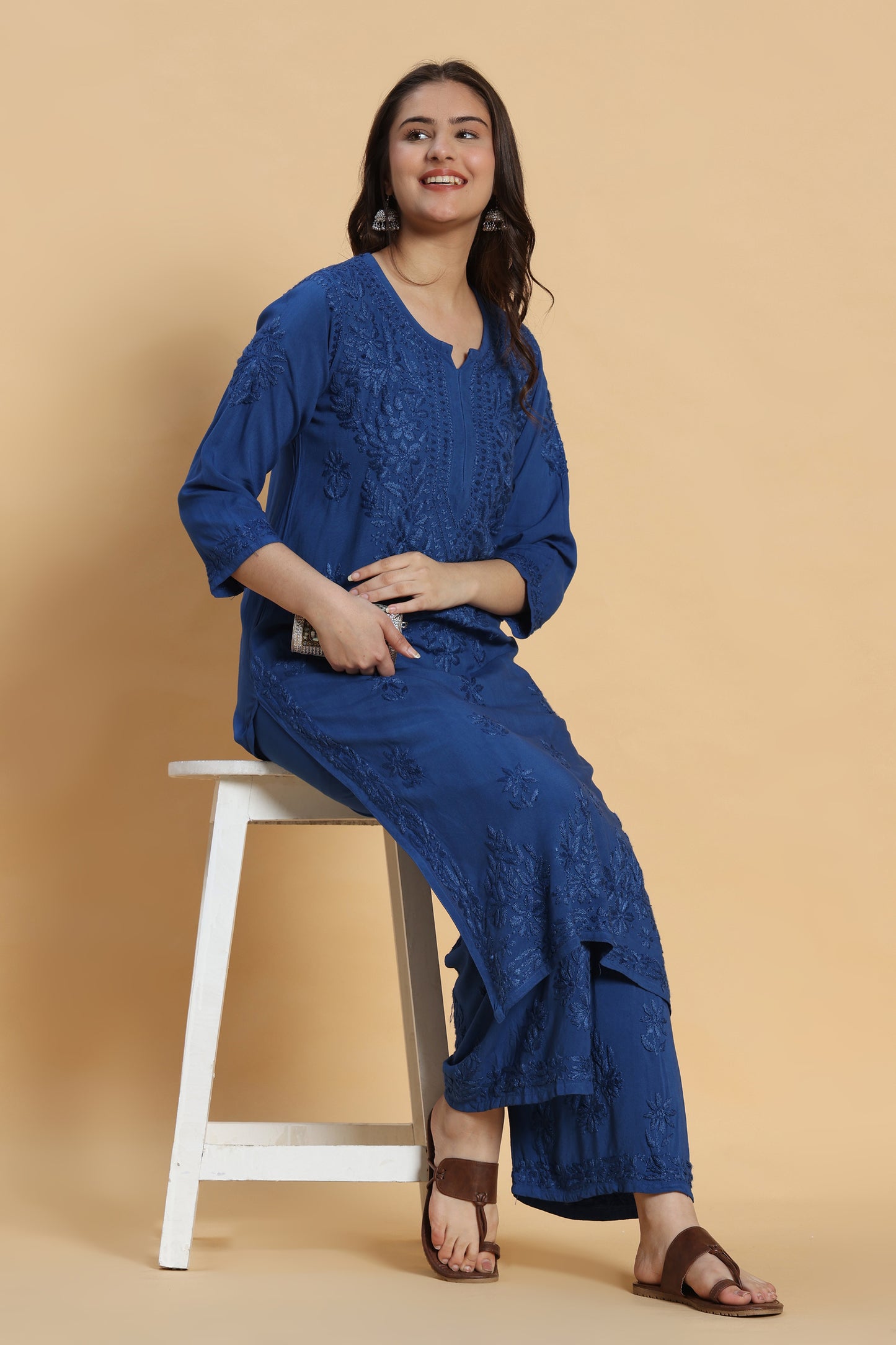 Fiza Chikankari Rayon Kurta Pant Set