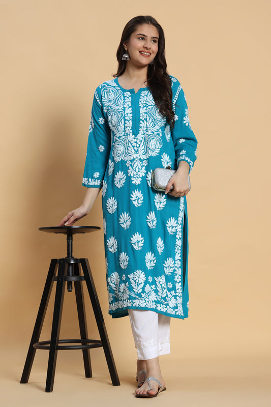Neel Chikankari Rayon Kurta