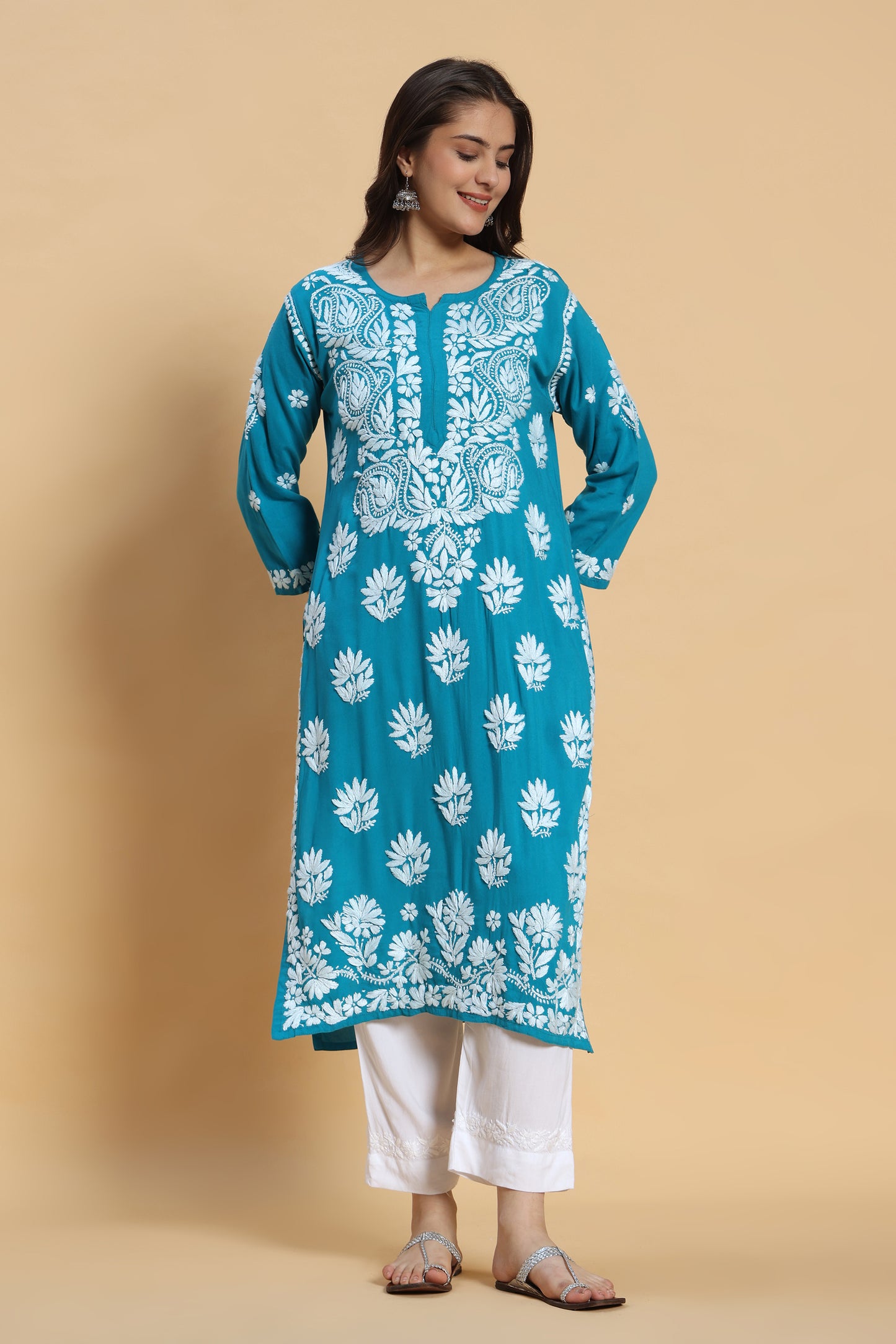 Neel Chikankari Rayon Kurta