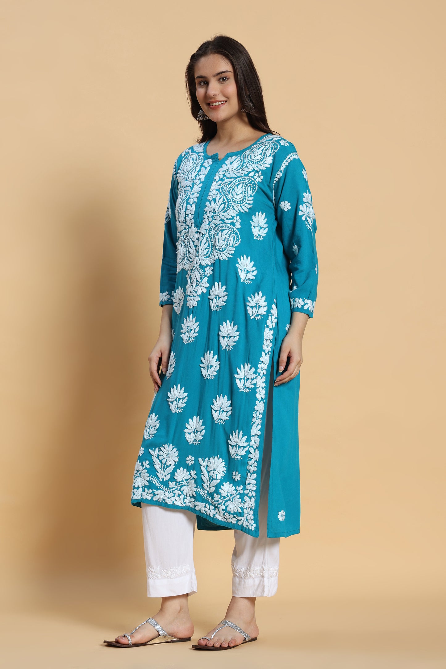 Neel Chikankari Rayon Kurta