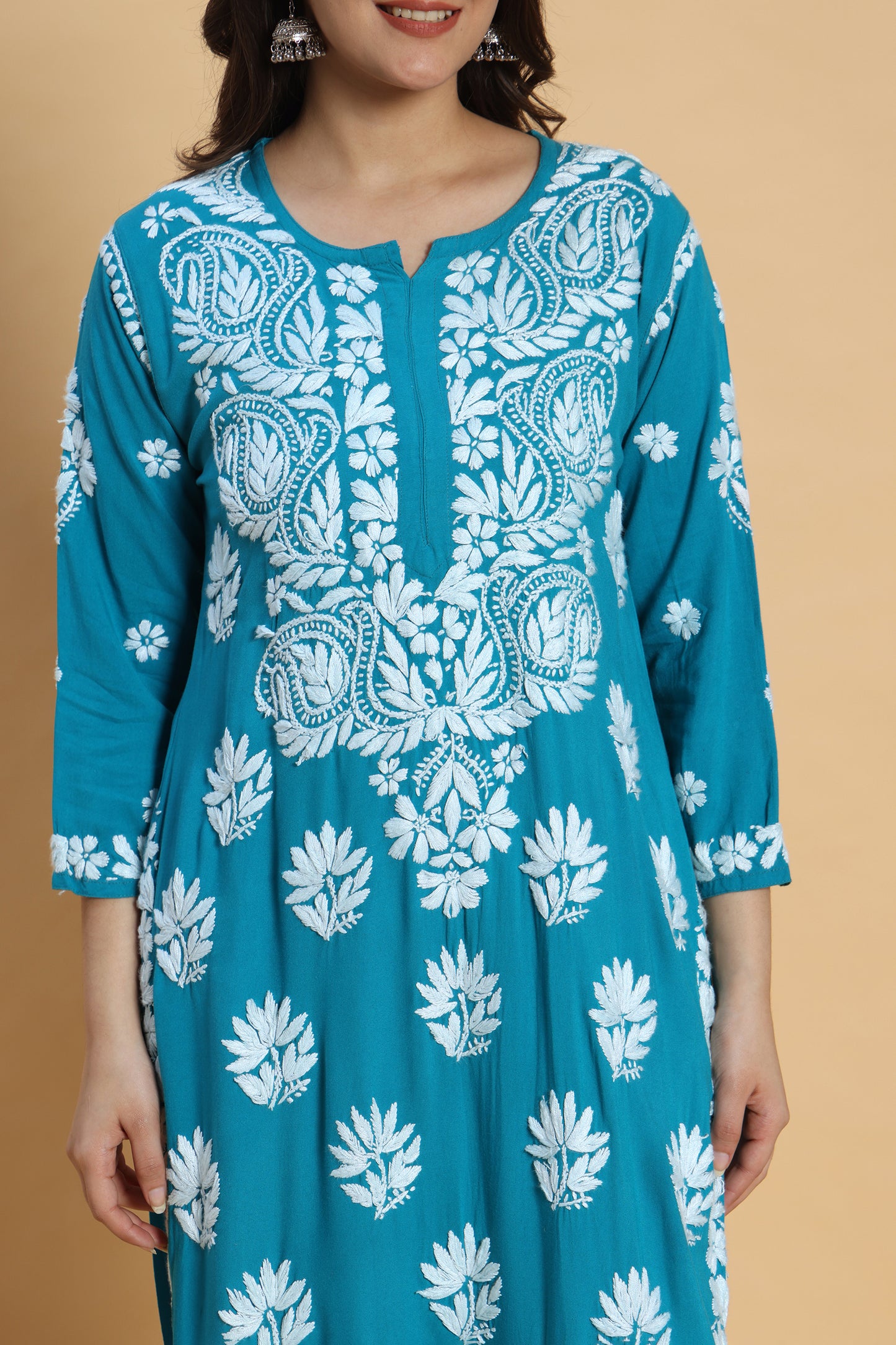 Neel Chikankari Rayon Kurta