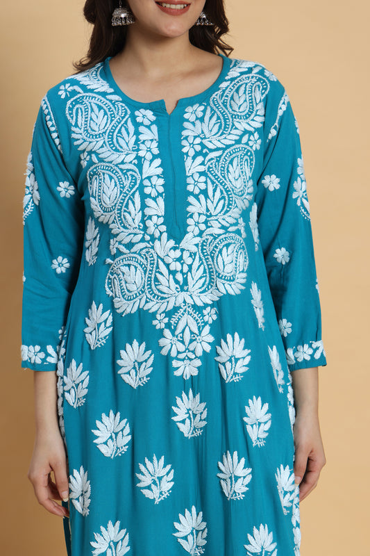 Neel Chikankari Rayon Kurta