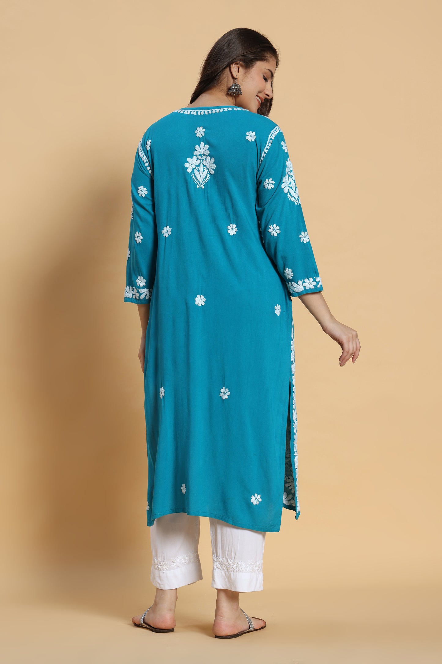 Neel Chikankari Rayon Kurta