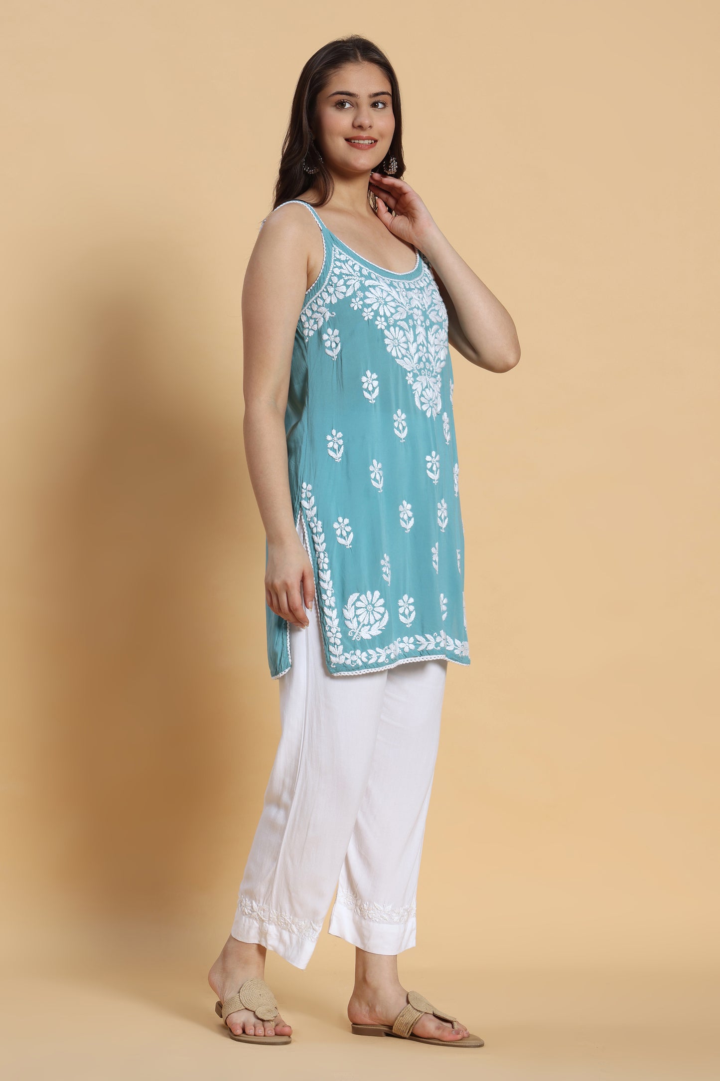 Haya Chikankari Modal Short Kurti