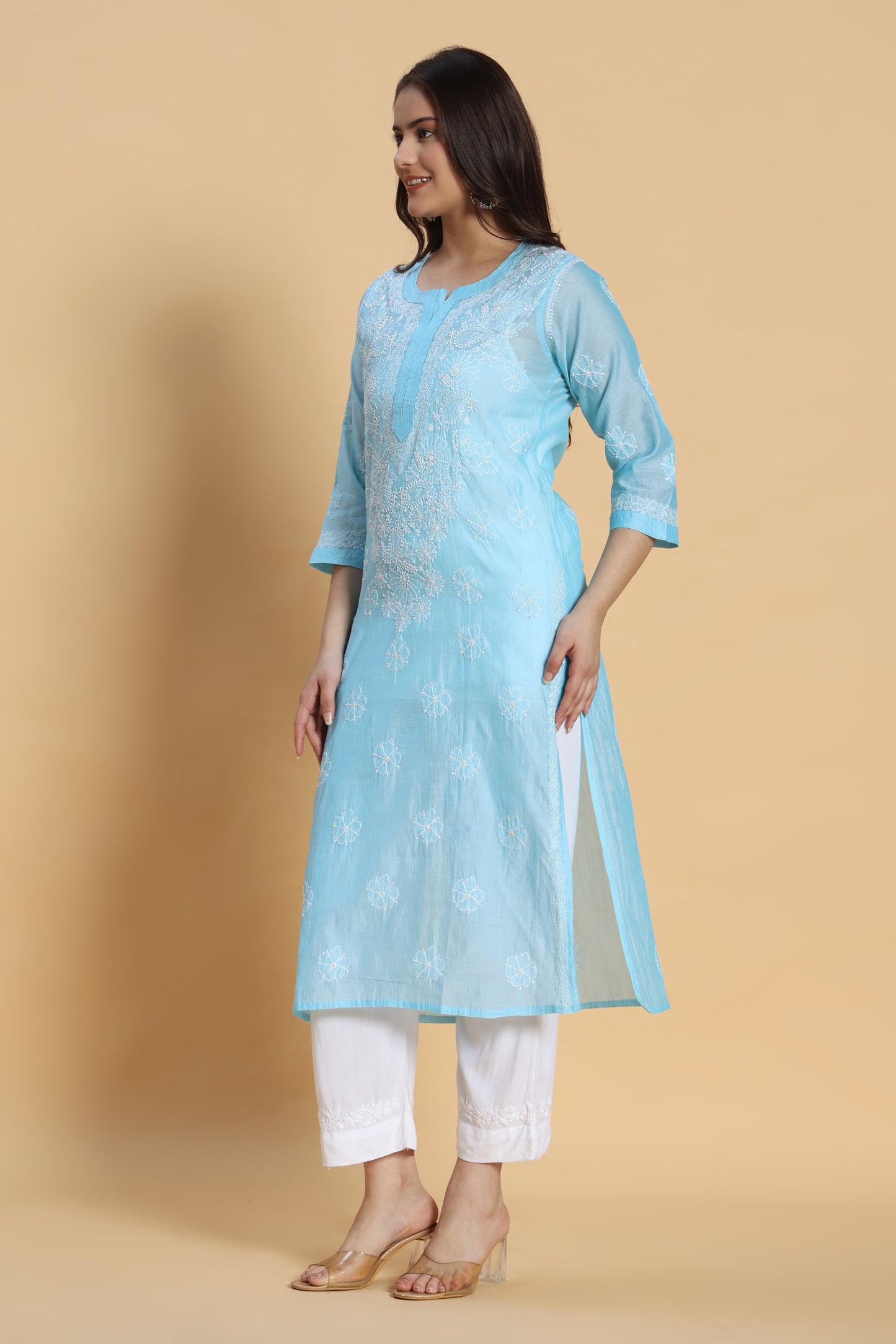 Kashish Chikankari Chanderi Kurta