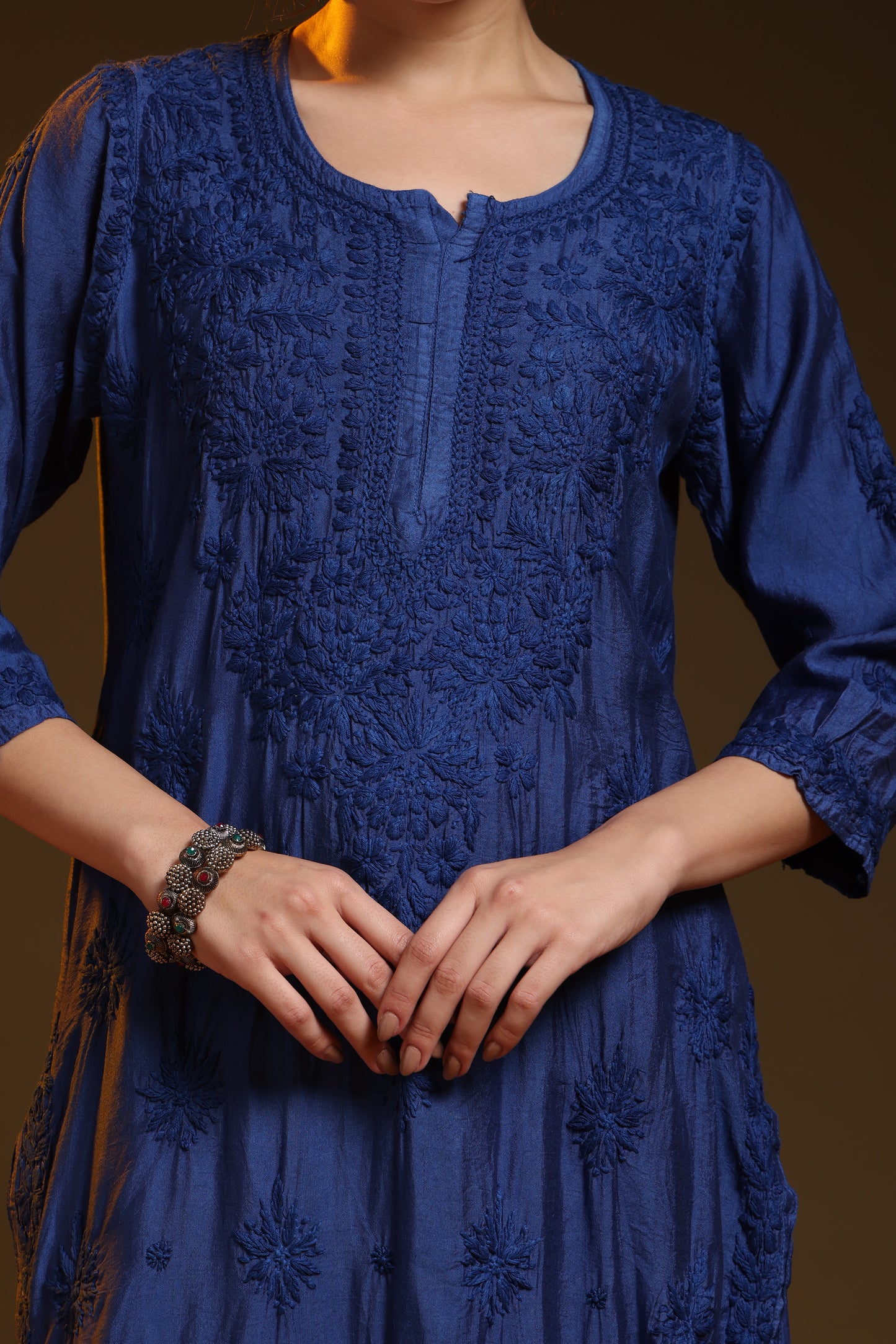 Noorza Chikankari Chanderi Kurta Pant set