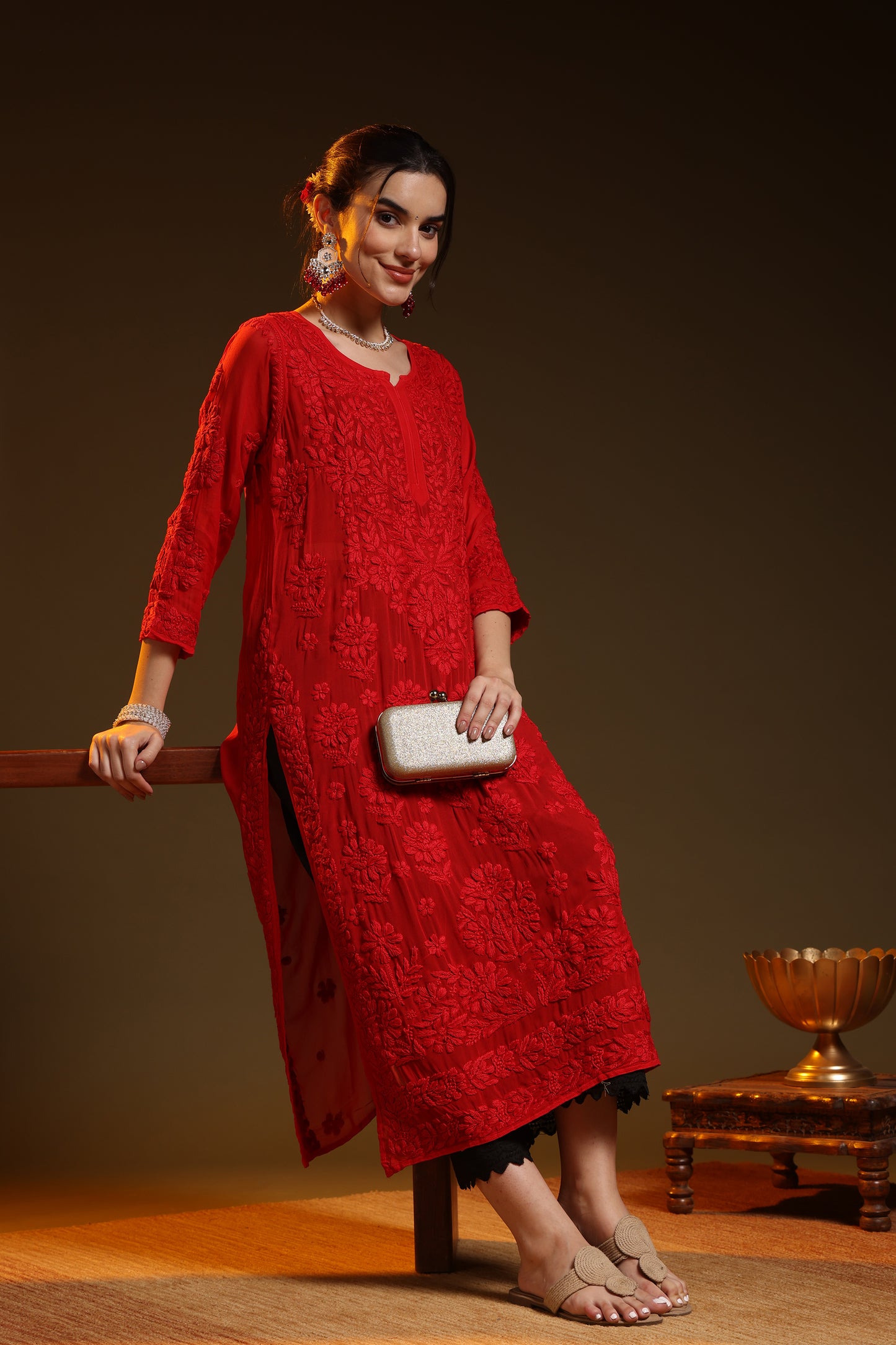 Leher Chikankari Viscose Kurta