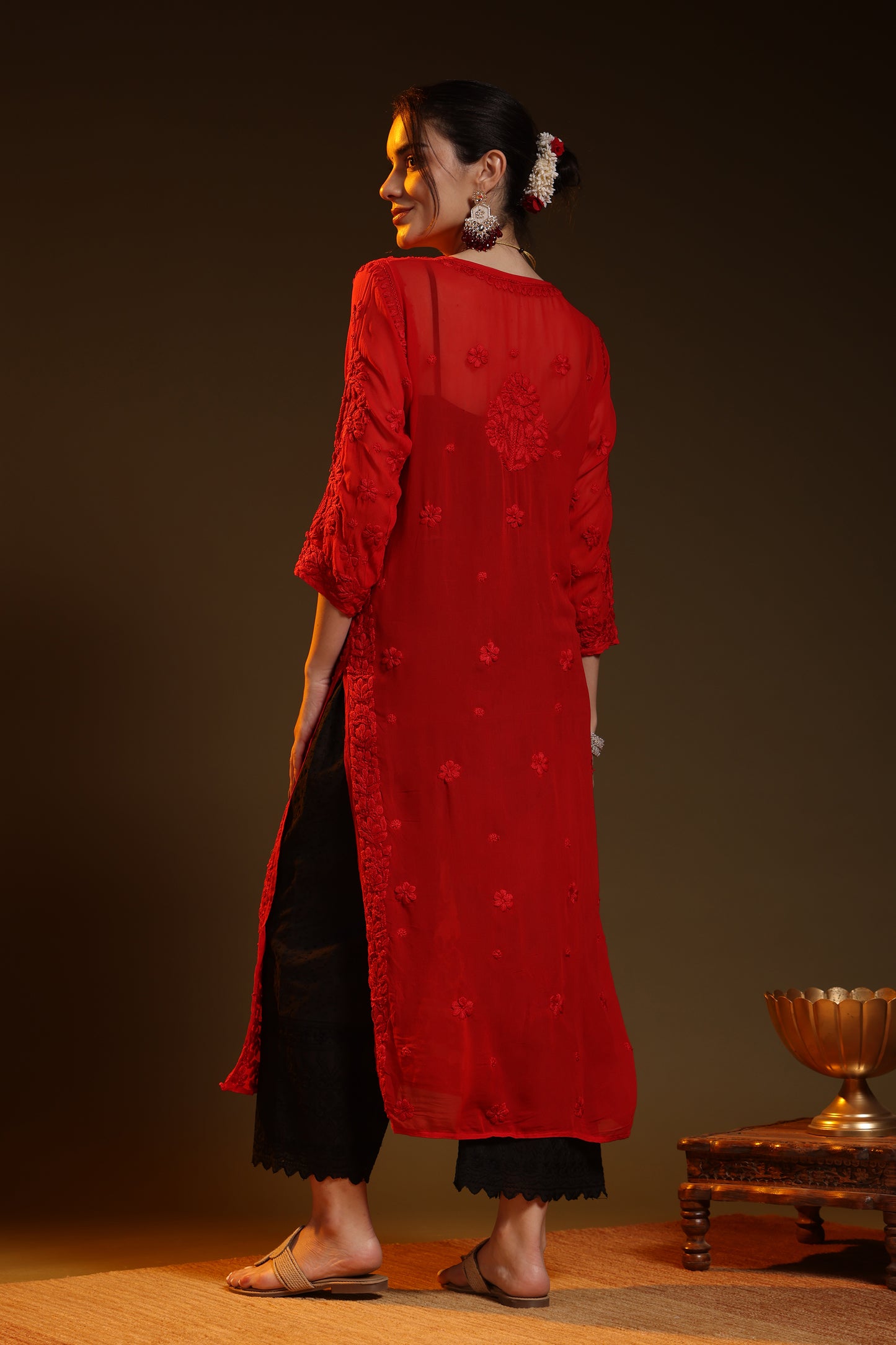 Leher Chikankari Viscose Kurta