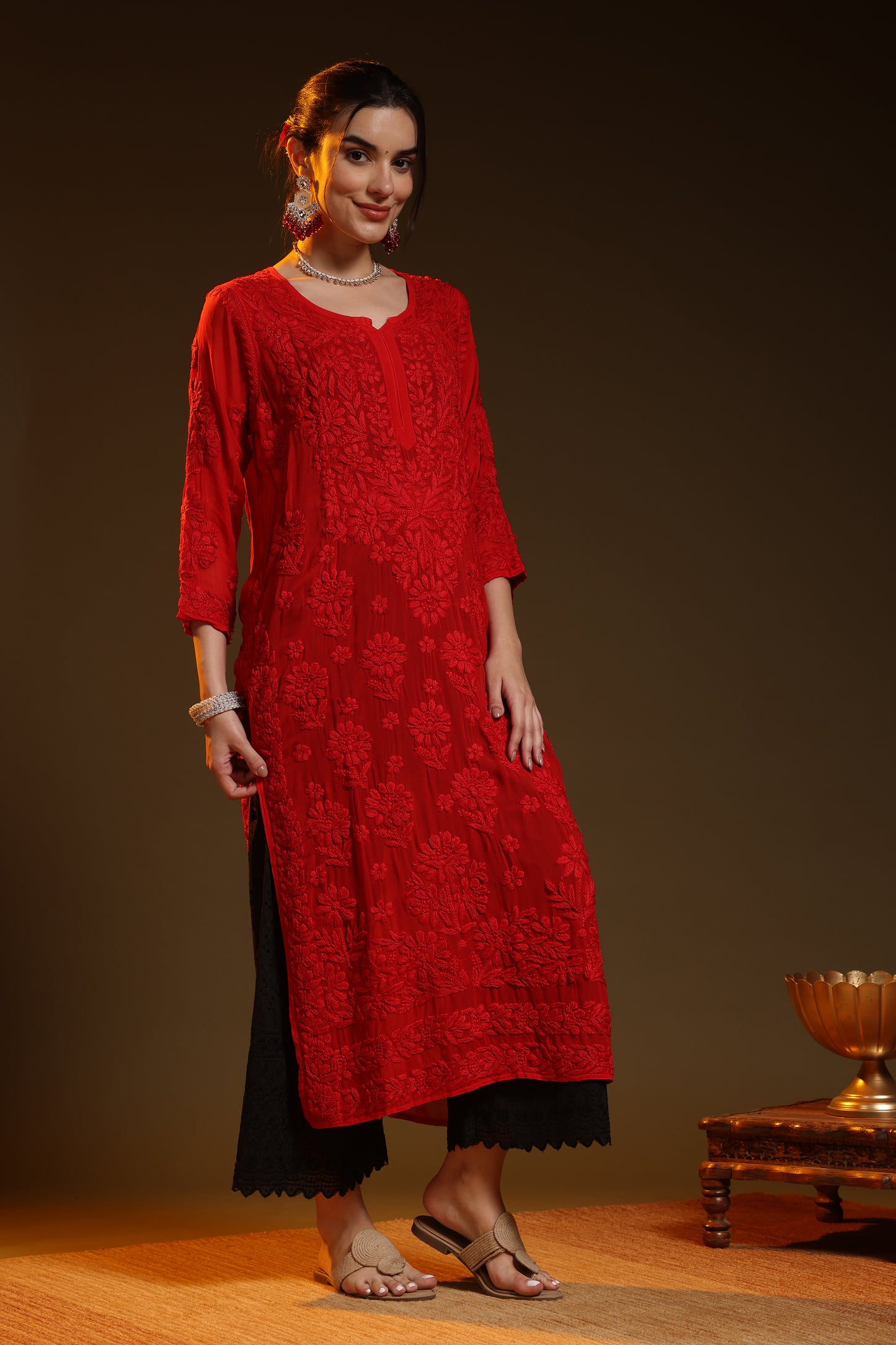 Leher Chikankari Viscose Kurta