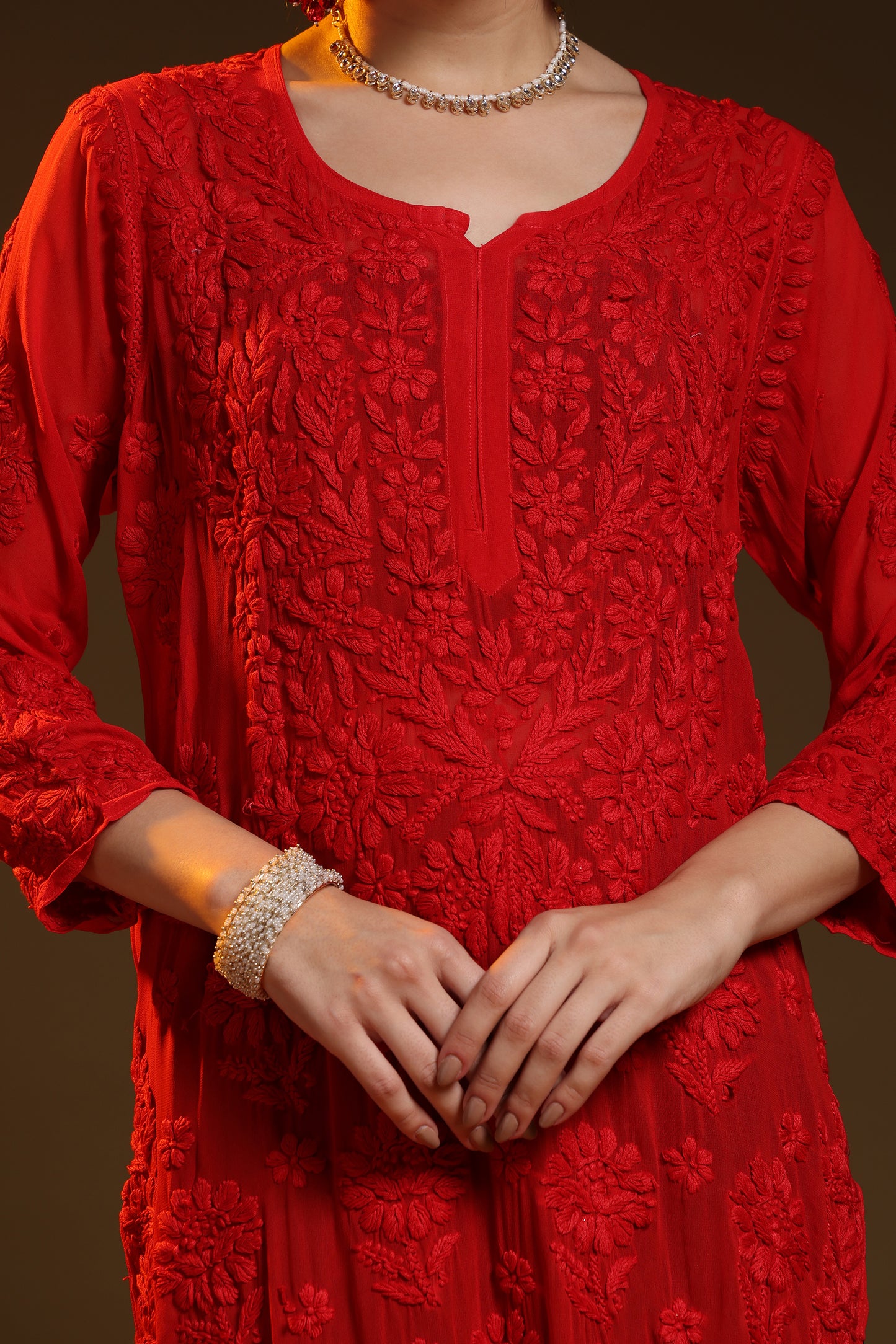 Leher Chikankari Viscose Kurta