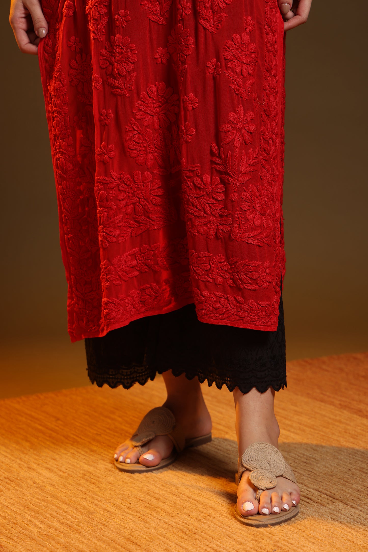 Leher Chikankari Viscose Kurta