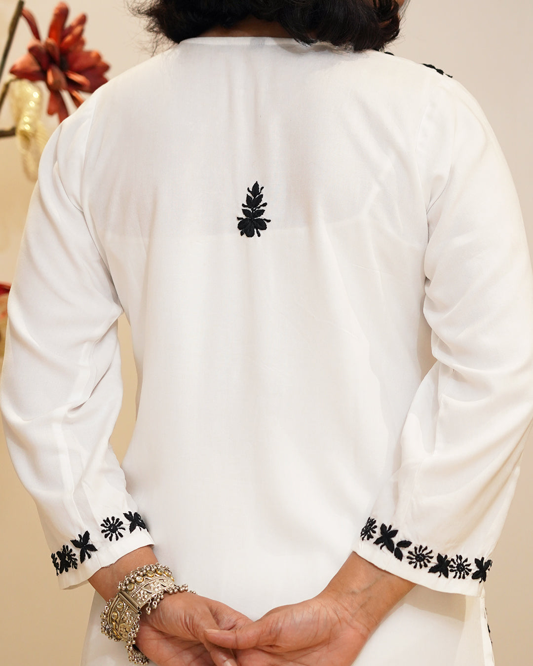 Rasha Chikankari Rayon Kurta White