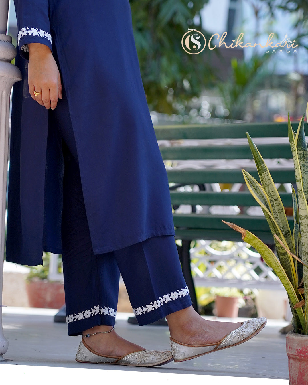 Zoya Chikankari Rayon Kurta Pant Set
