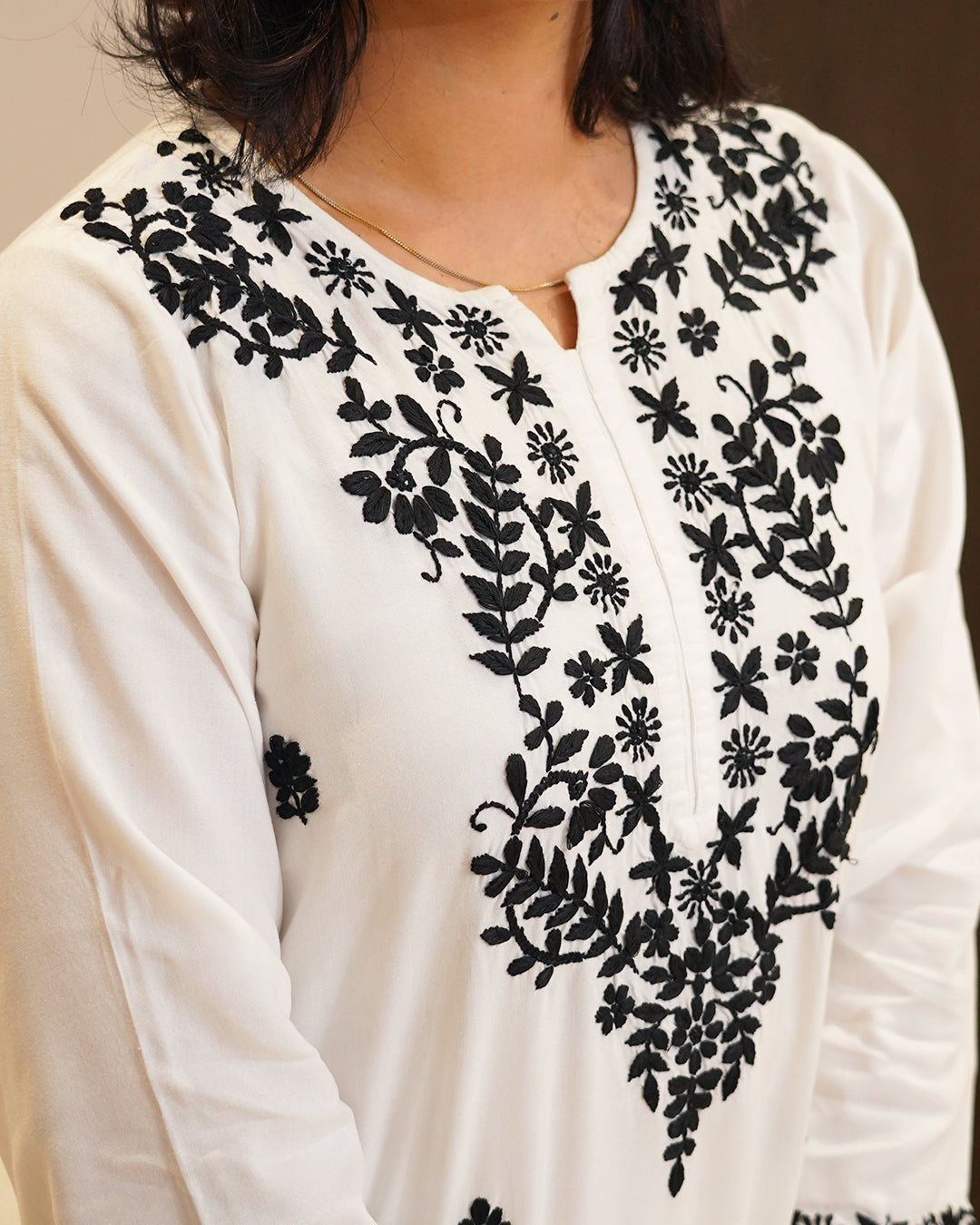 Rasha Chikankari Rayon Kurta White