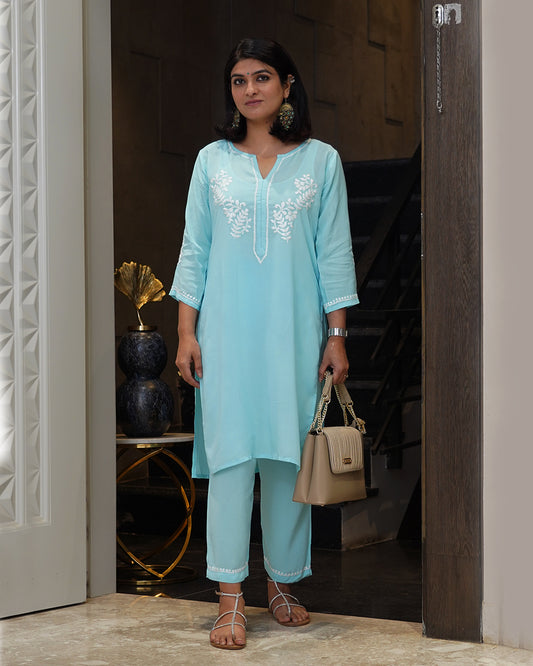 Ziya Chikankari Modal Kurta Pant Set