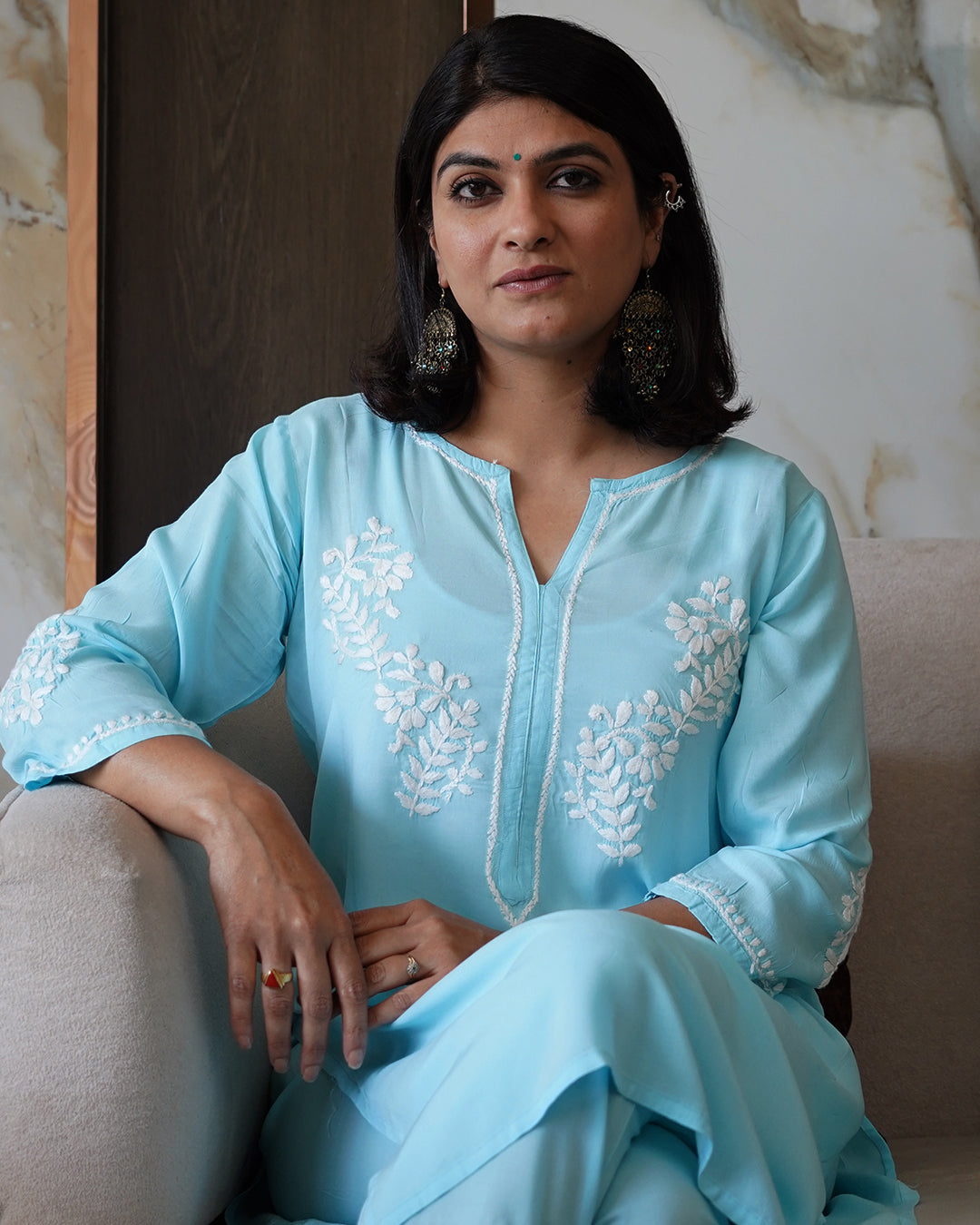 Ziya Chikankari Modal Kurta Pant Set