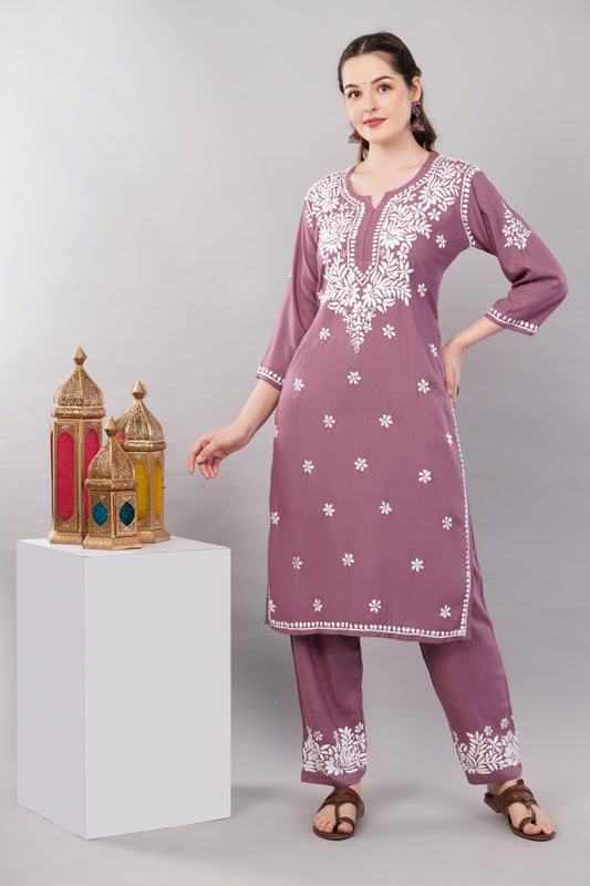 Khwab Chikankari Muslin Kurta Pant Set