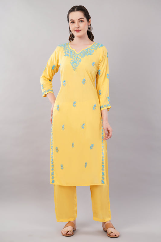 Falak Chikankari Modal Kurta Pant set